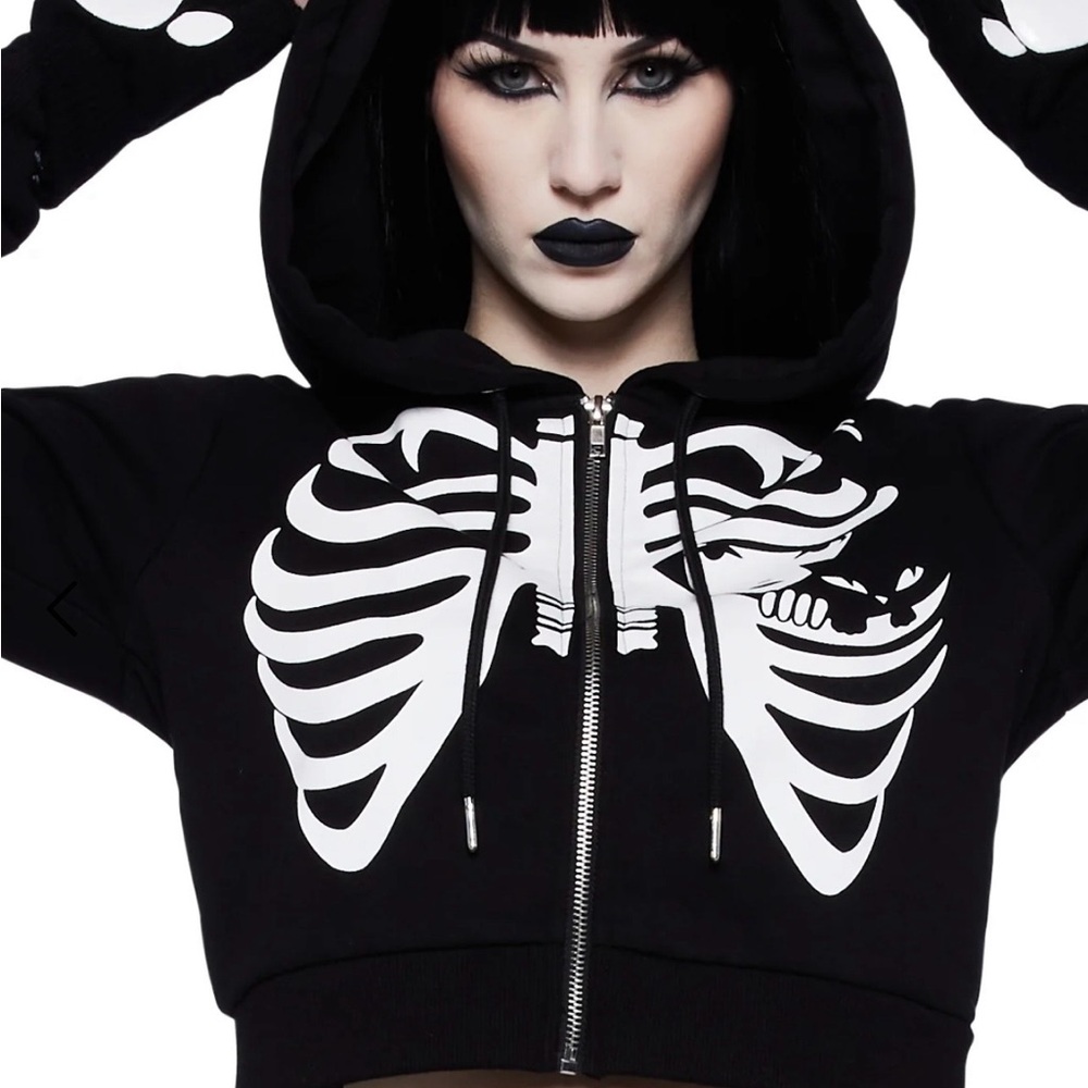 NWT EMILY THE STRANGE SKELLY HOODIE MEDIUM!!! - Picture 7 of 9